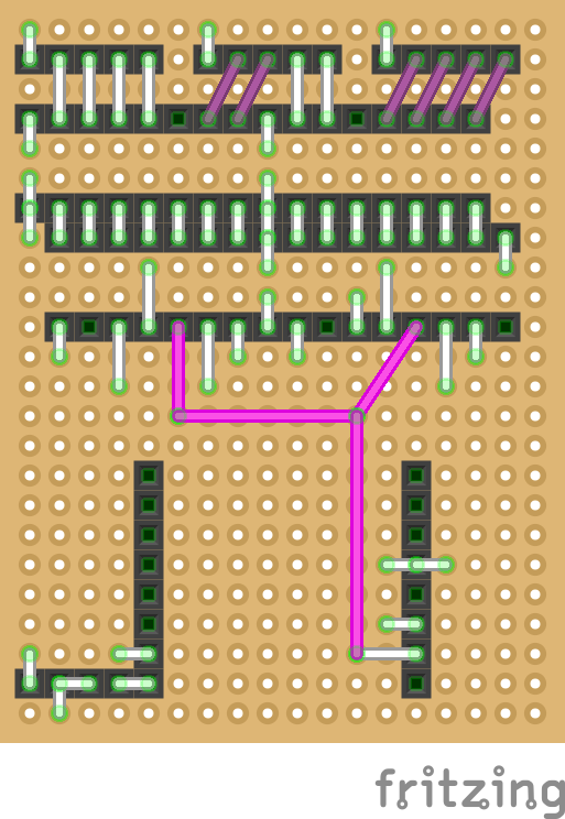 The board, soldering points, bottom view