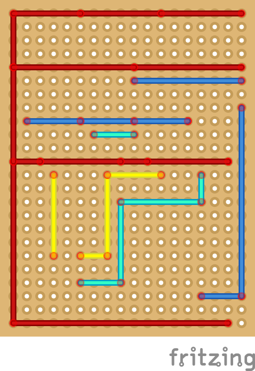 The board scheme, top layer, jumper wires only